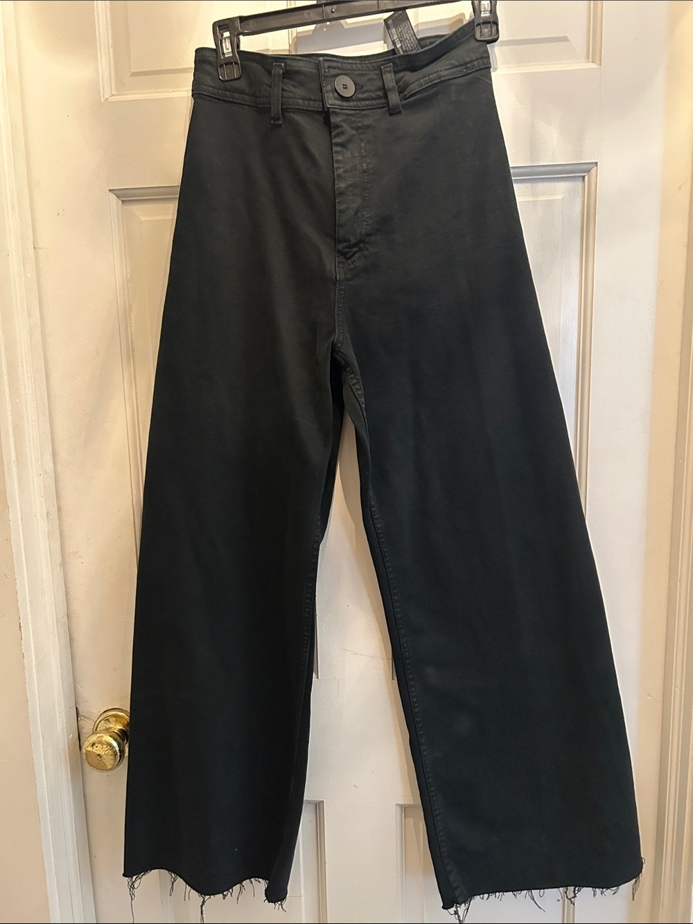 NWT Zara Black sailor jeans with raw hem